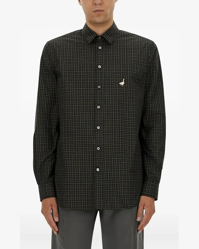 Moschino checked-pattern duck-detail shirt - Schwarz Schwarz