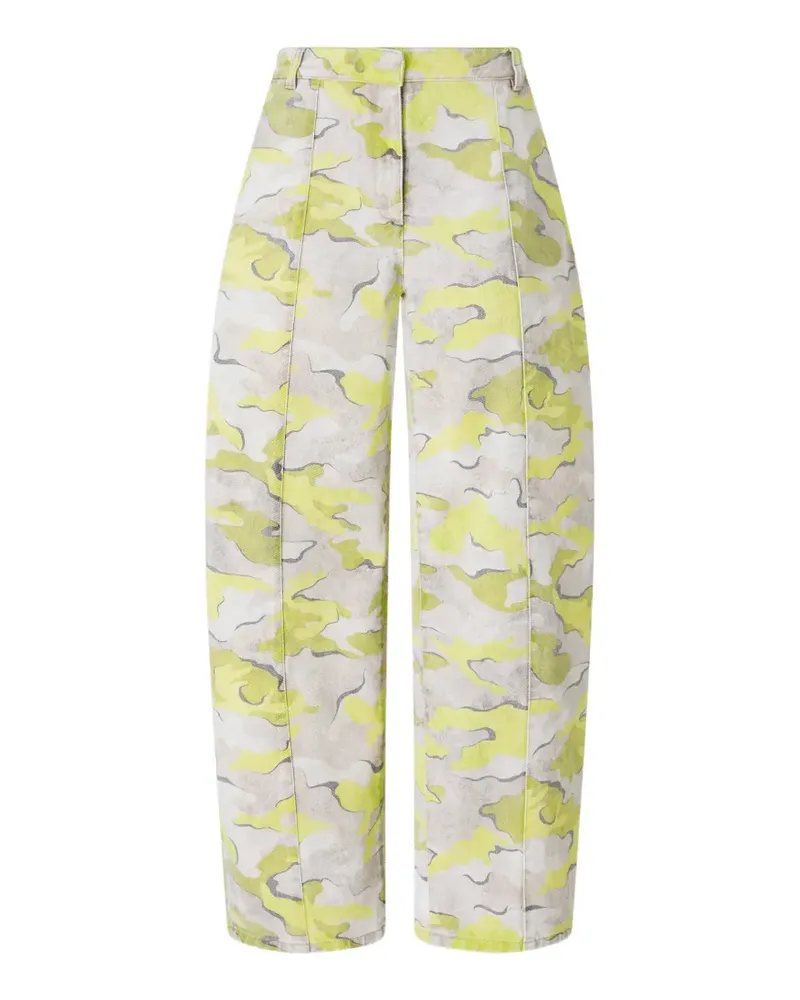 Pinko camouflage-print darted trousers - Gelb Gelb