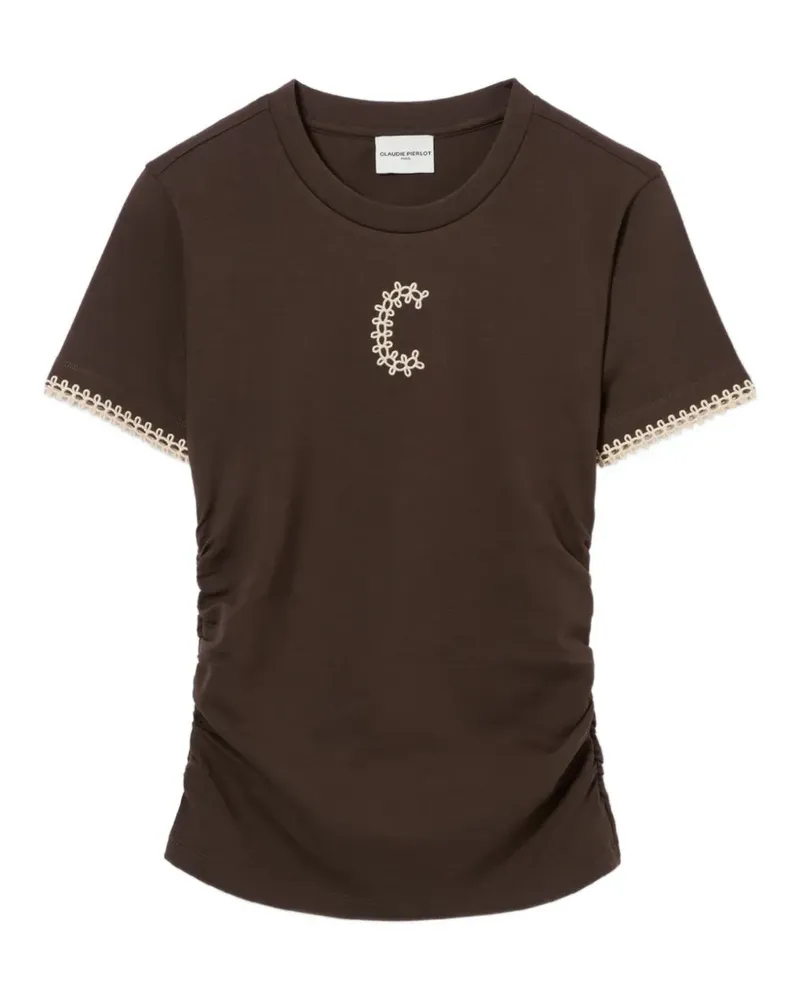 Claudie Pierlot T-Shirt mit Stickerei - Braun Braun