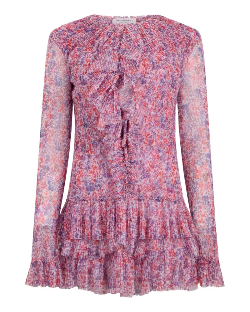 Philosophy Di Lorenzo Serafini Gerüschte Bluse mit Blumenprint - Rosa Rosa