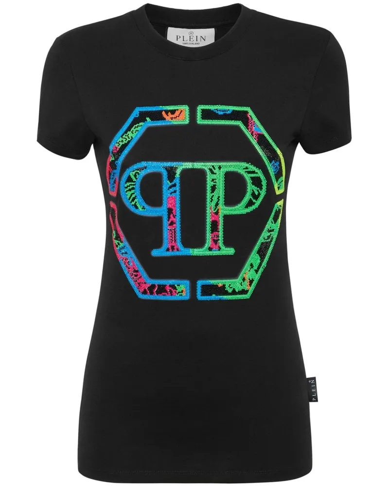 Philipp Plein T-Shirt mit Strass - Schwarz Schwarz