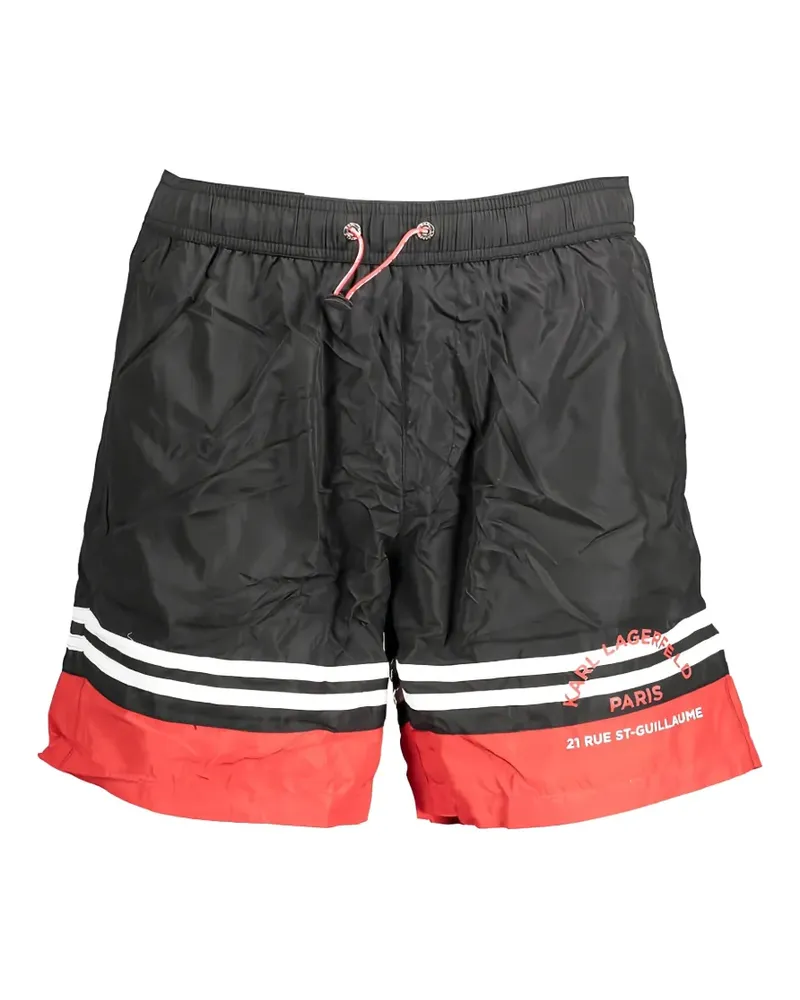 Karl Lagerfeld Badeshorts in Colour-Block-Optik - Schwarz Schwarz