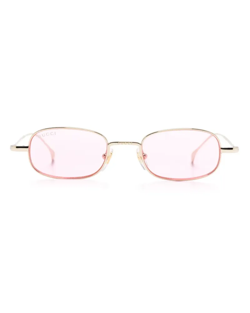 Gucci Ovale Sonnenbrille mit Logo-Gravur - Gold Gold