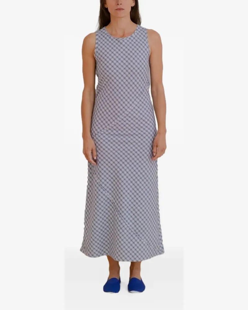 Baserange Kariertes Larva Maxikleid - Nude Nude