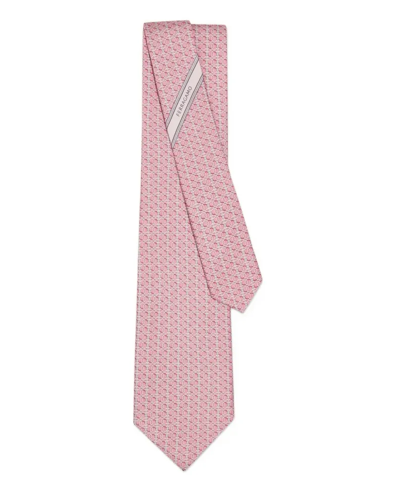 Ferragamo gancini-print silk tie - Rosa Rosa