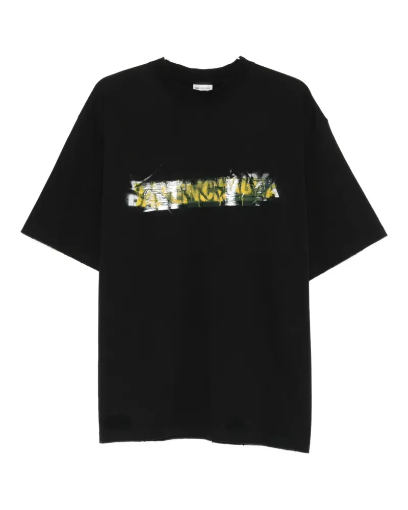 Balenciaga distressed graphic T-shirt - Schwarz Schwarz