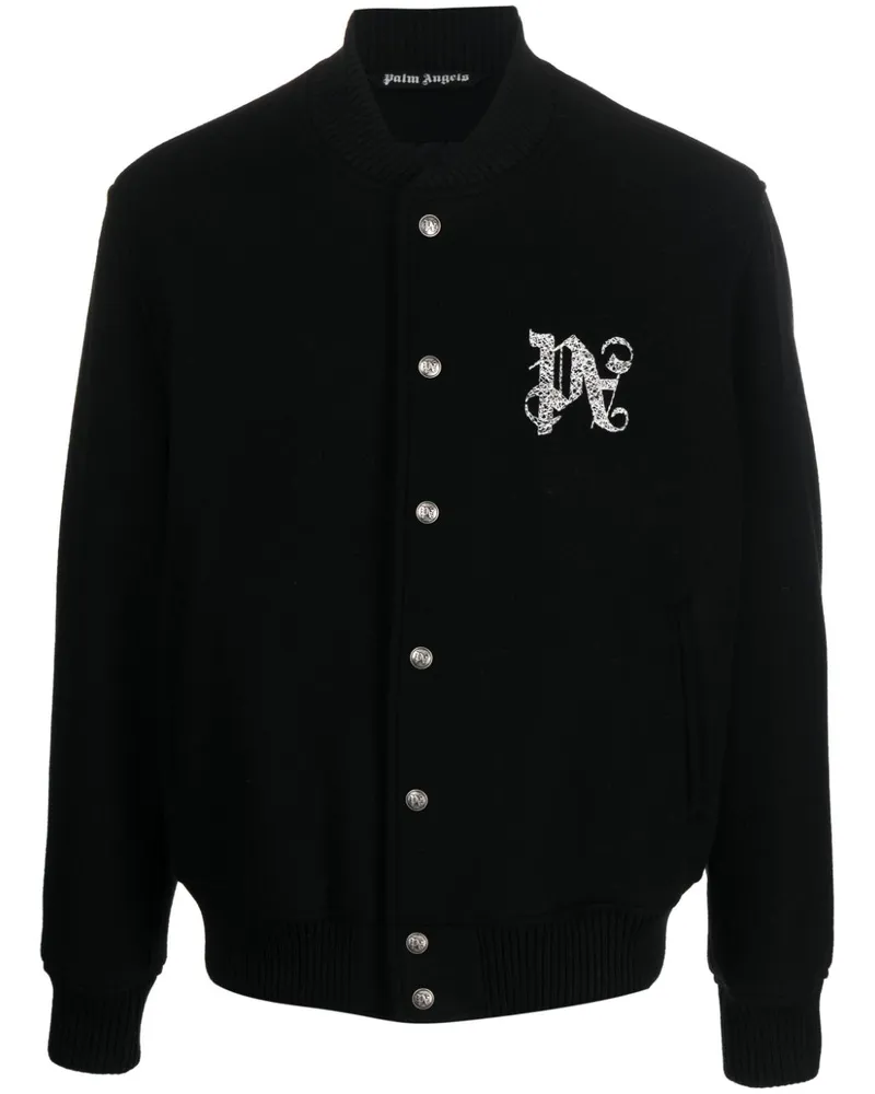 Palm Angels Bomberjacke mit Monogramm-Stickerei - Schwarz Schwarz