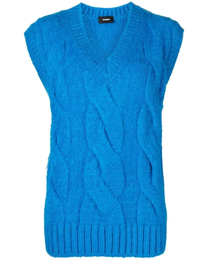 WE 11 DONE Pullunder mit Zopfmuster - Blau Blau