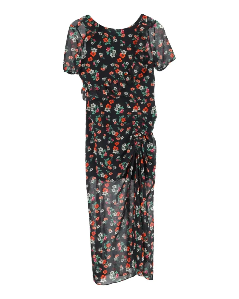 Maje floral-print midi dress - Schwarz Schwarz