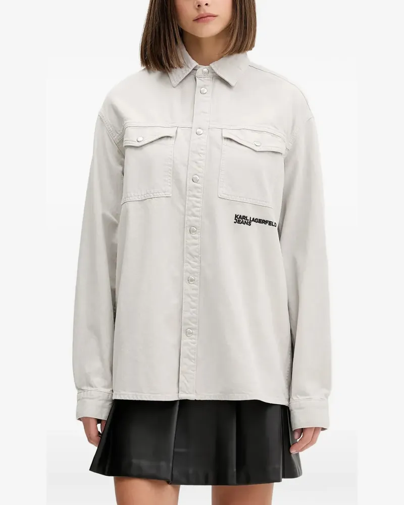 Karl Lagerfeld Hemd mit geknöpfter Tasche - Grau Grau