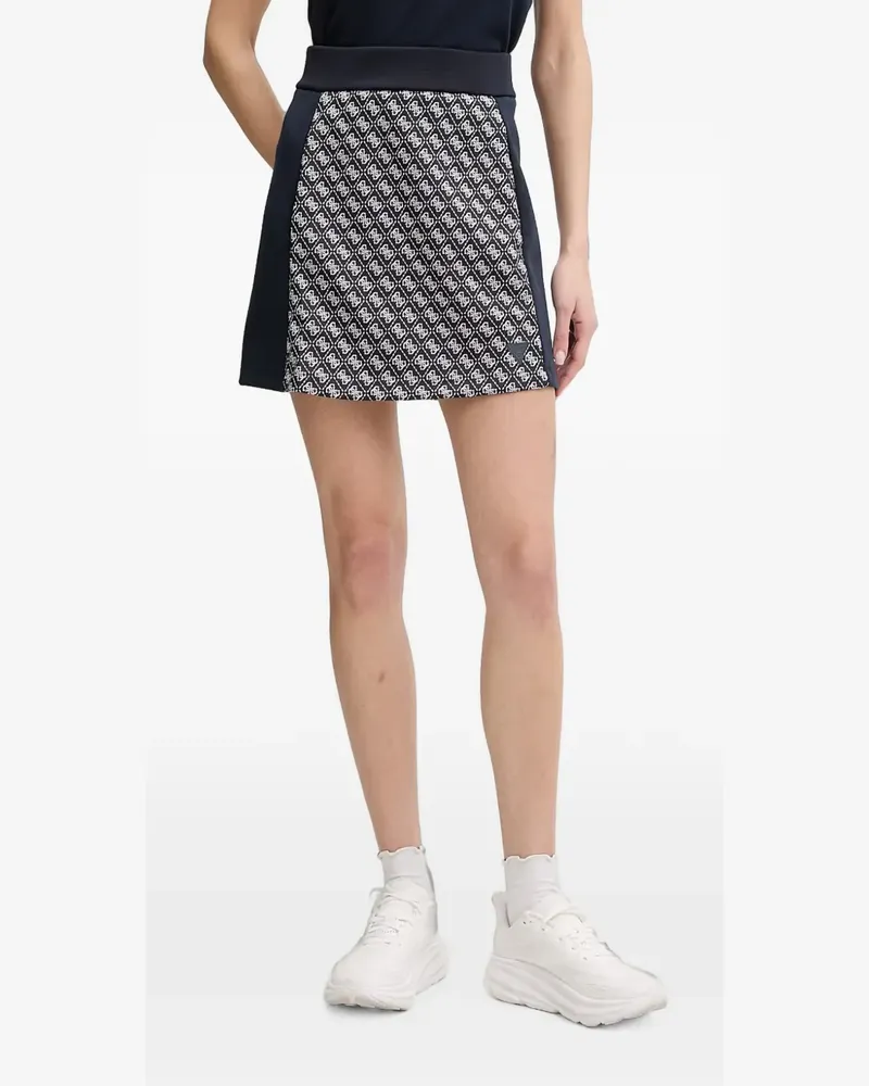 Guess monogram-print panelled mini skirt - Blau Blau