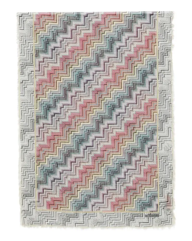 Missoni zigzag-print frayed scarf - Grau Grau