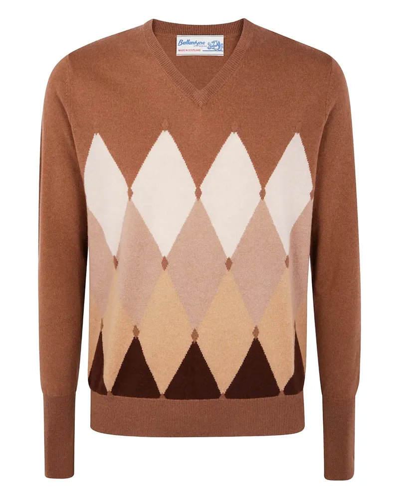 Ballantyne diamond-pattern V-neck sweater - Braun Braun