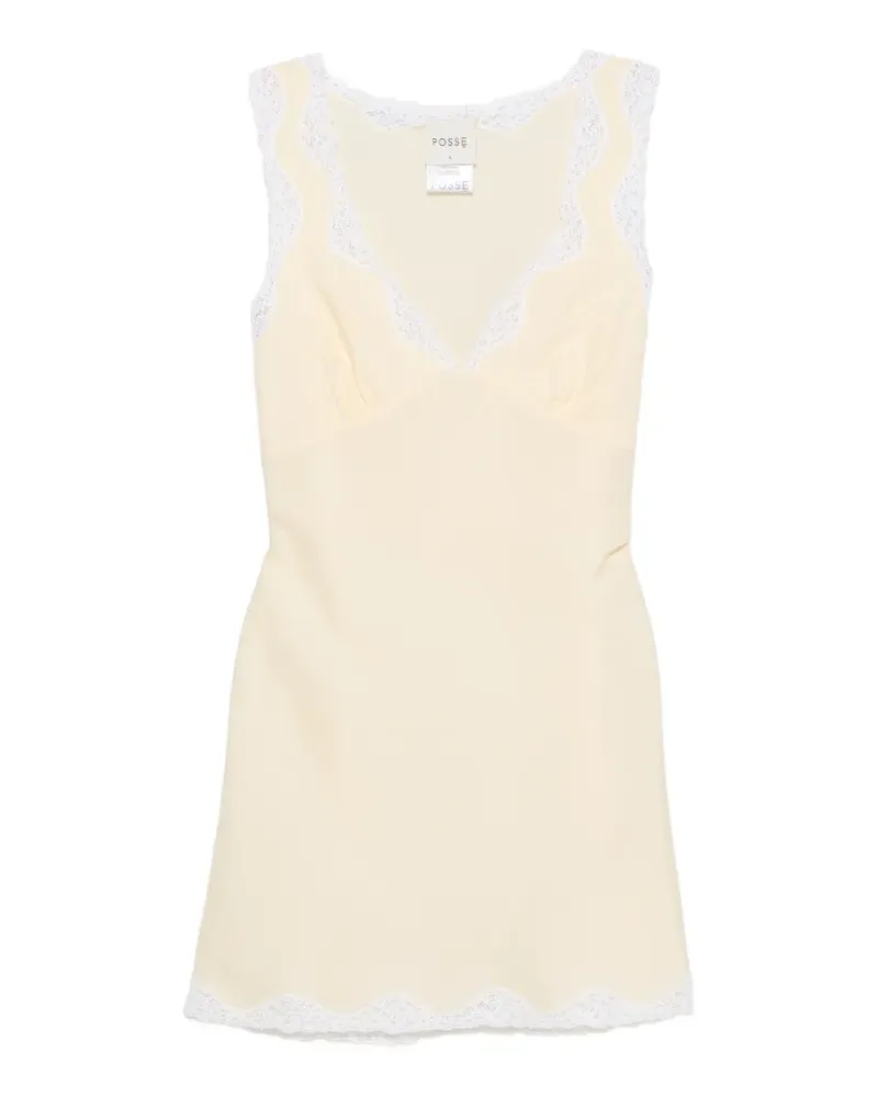 Posse Tabitha Minikleid mit Spitzenbesatz - Gelb Gelb