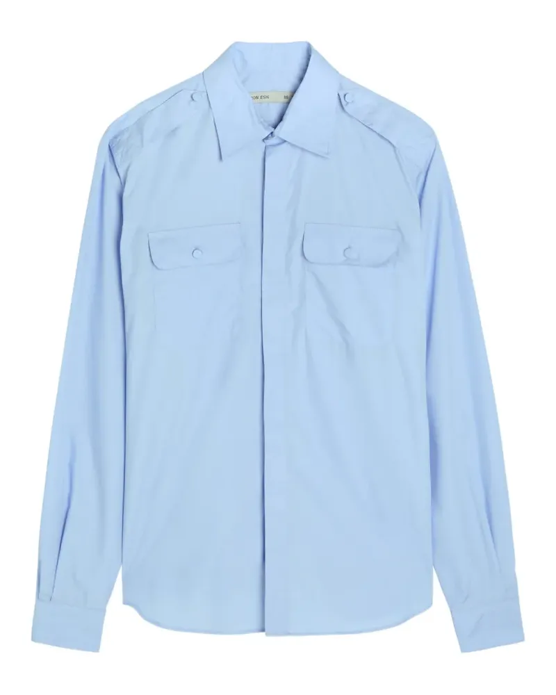 AARON ESH epaulette-detail pocket-front shirt - Blau Blau