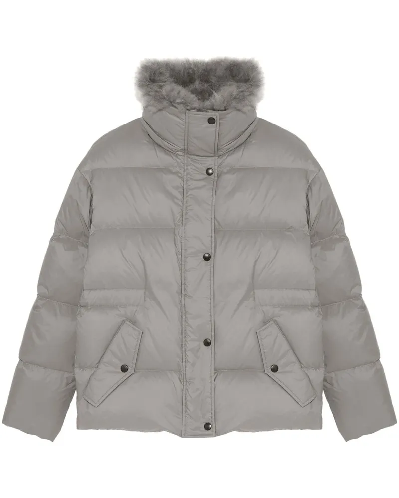 Yves Salomon Gefütterte Jacke mit Faux-Fur-Besatz - Grau Grau