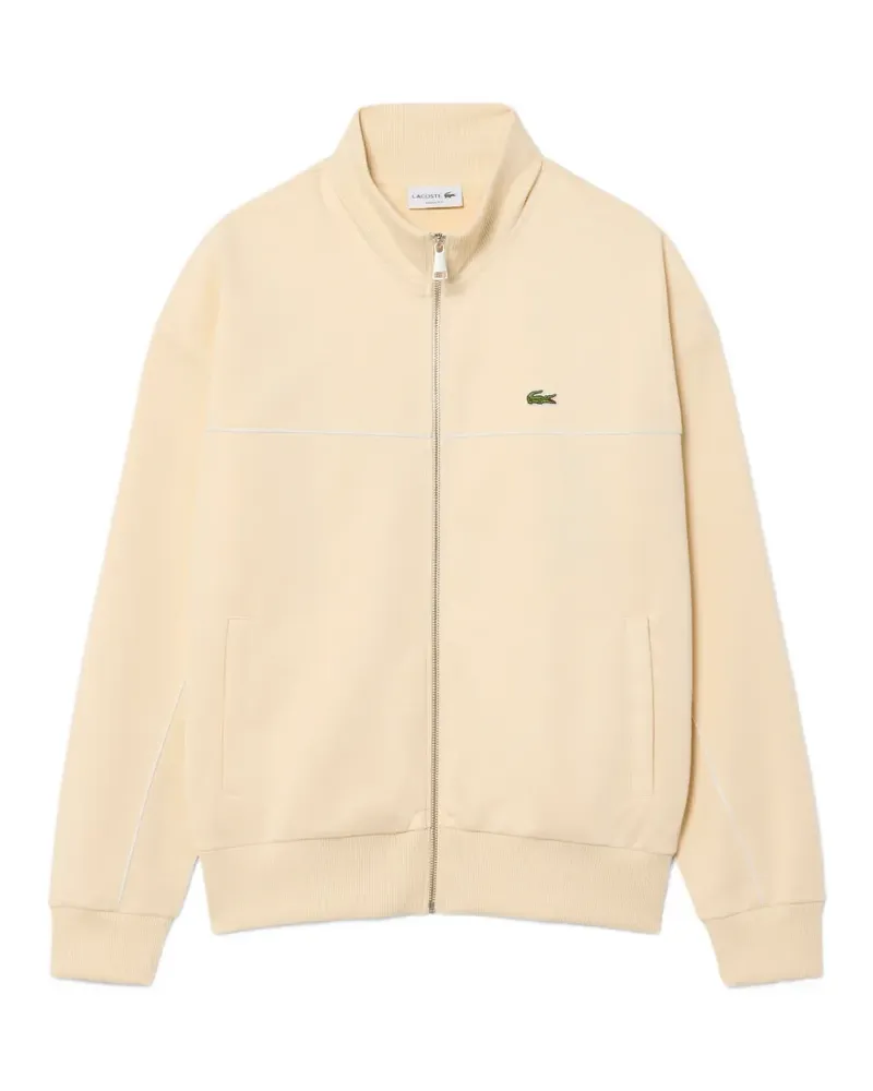 Lacoste logo-patch zip-up sweater - Nude Nude