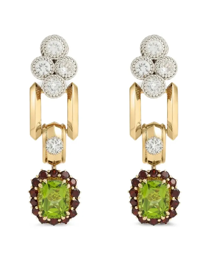 Dolce & Gabbana Eleganza Ohrringe aus 18kt Weiß- und Gelbgold mit Peridoten, Granaten und Saphiren Gold