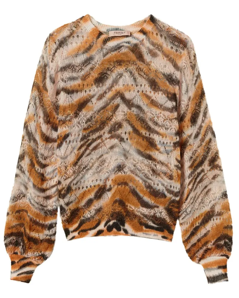 Twin-Set Pullover mit Animal-Print - Braun Braun