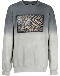 Roberto Cavalli Sweatshirt mit Animalier-Patch Grau