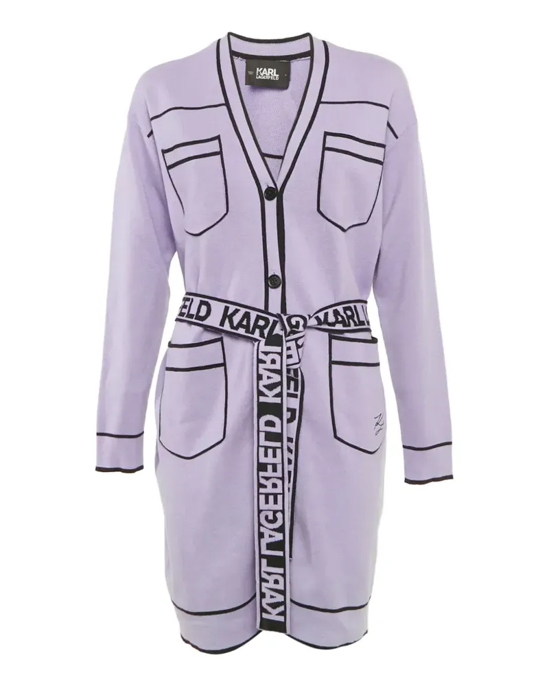 Karl Lagerfeld logo-print belted cardigan - Violett Violett