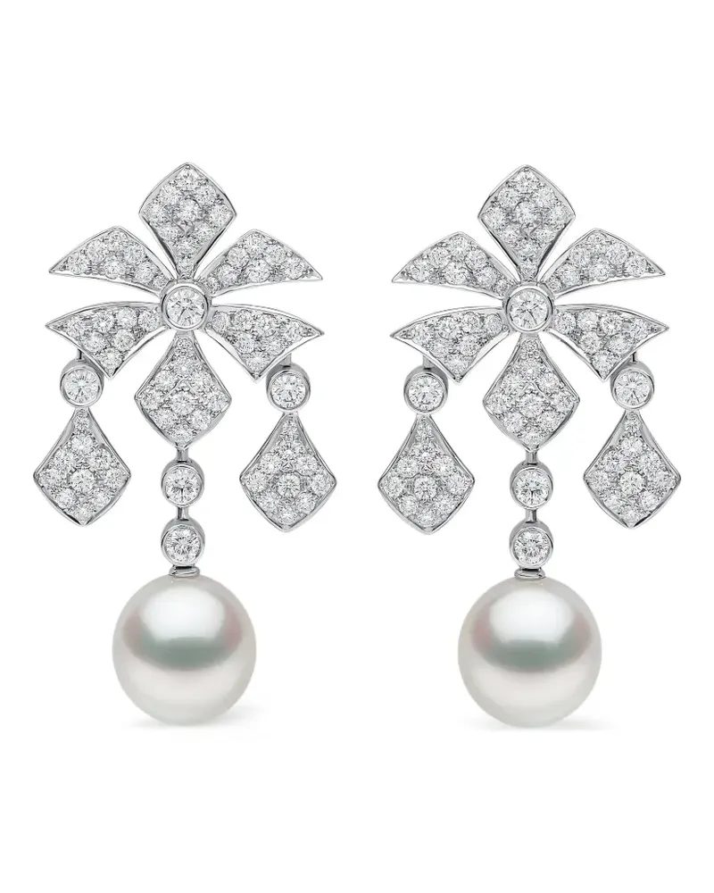YOKO London 18kt Weißgoldohrringe mit Südseeperle und Diamant - Silber Silber