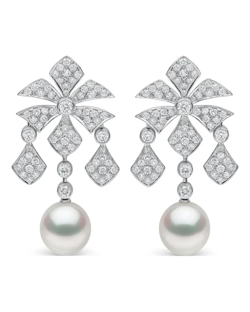 YOKO London 18kt Weißgoldohrringe mit Südseeperle und Diamant - Silber Silber