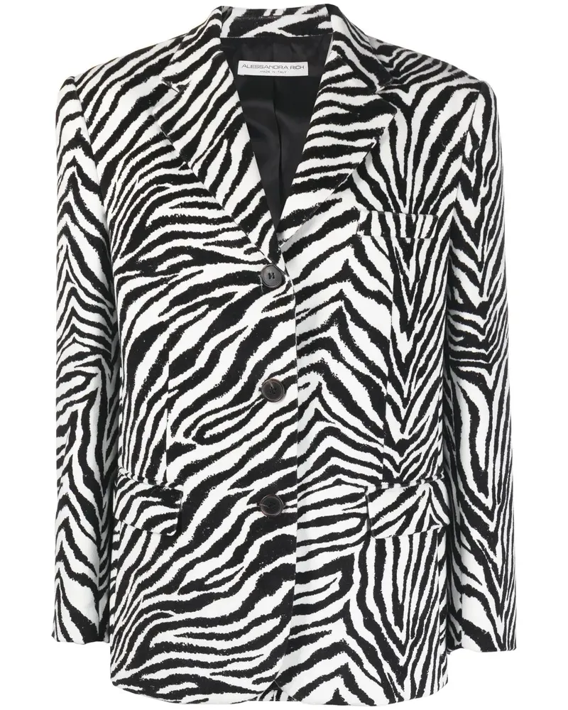 Alessandra Rich Blazer mit Zebra-Print - Schwarz Schwarz