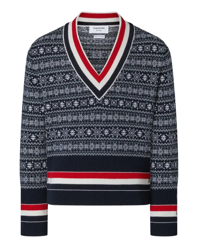 Thom Browne Kaschmirpullover mit Schneeflocken - Blau Blau