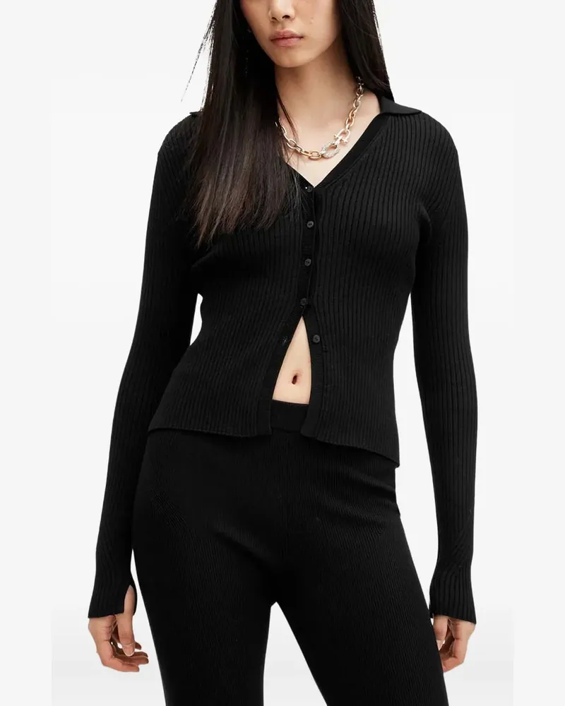 AllSaints Cruz ribbed button-up cardigan - Schwarz Schwarz