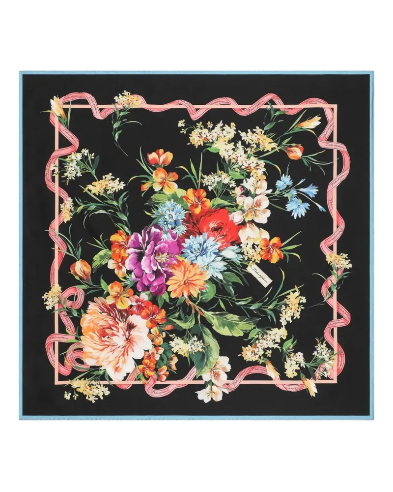 Dolce & Gabbana Schal mit Blumen-Print - Schwarz Schwarz