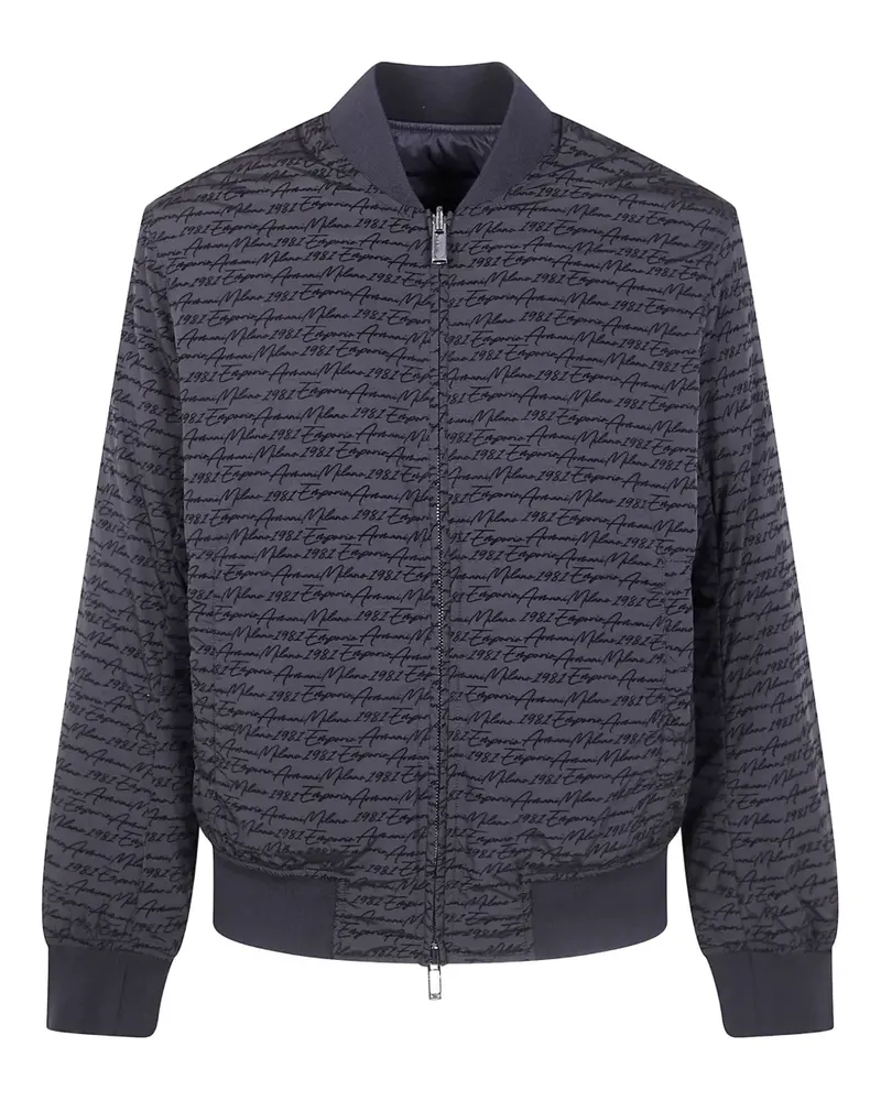 Emporio Armani script-print bomber jacket - Schwarz Schwarz