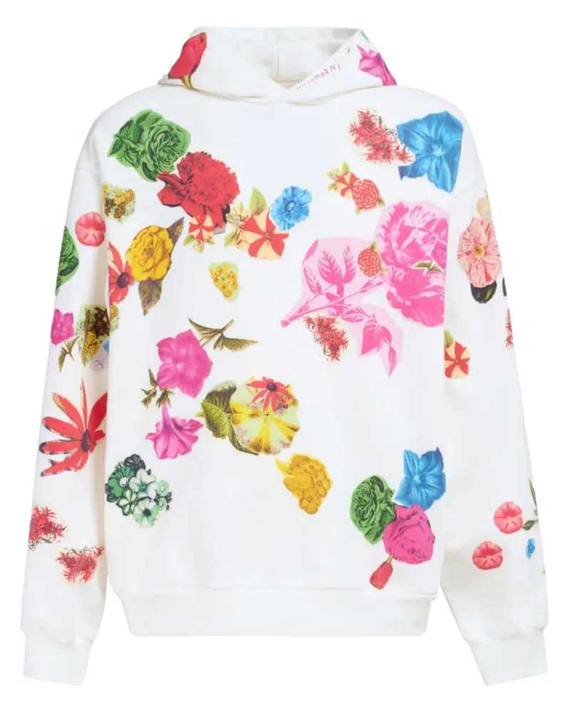 Marni Hoodie mit Blumen-Print Weiß