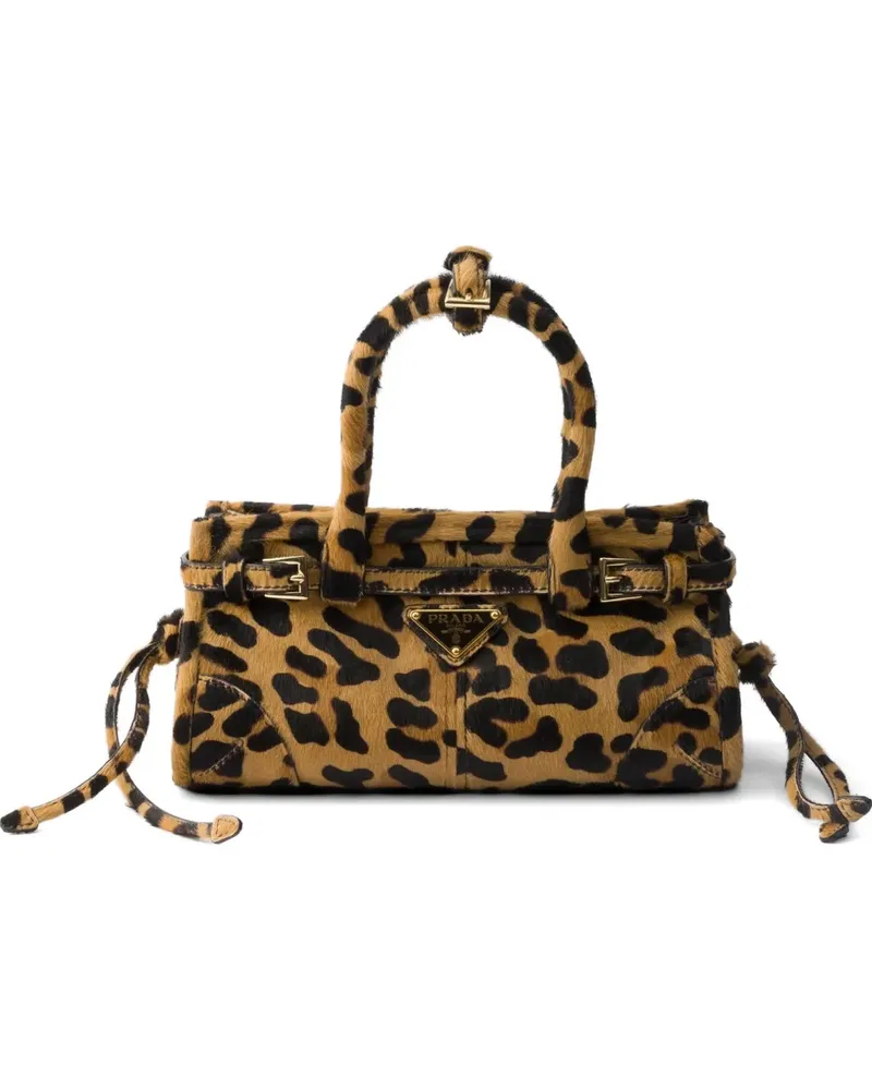 Prada Bonnie mini printed leather handbag - Nude Nude