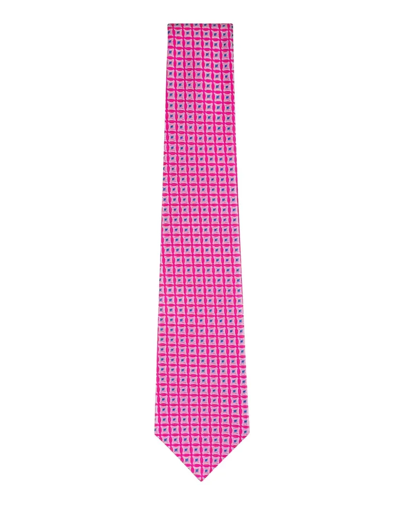 Kiton geometric-pattern silk tie - Rosa Rosa