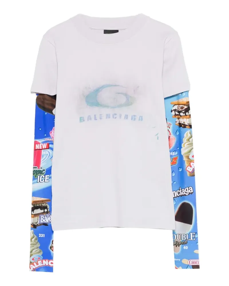 Balenciaga logo-detail long-sleeve top - Grau Grau