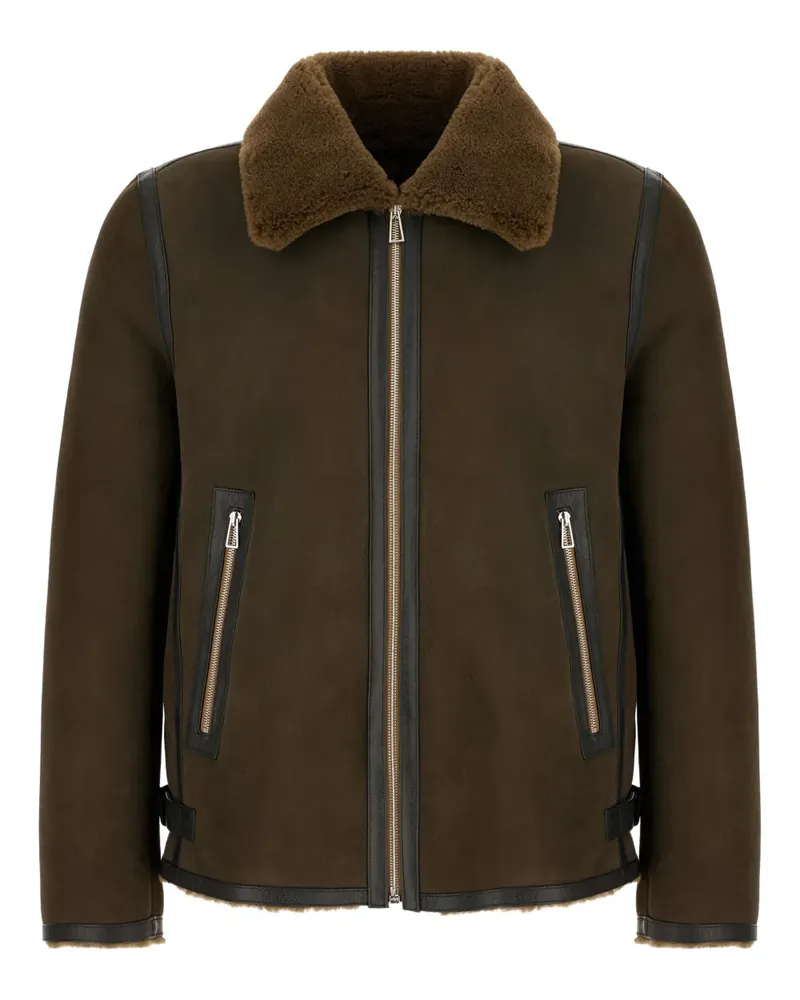 Paul Smith Jacke aus Shearling mit Lederbesatz - Braun Braun