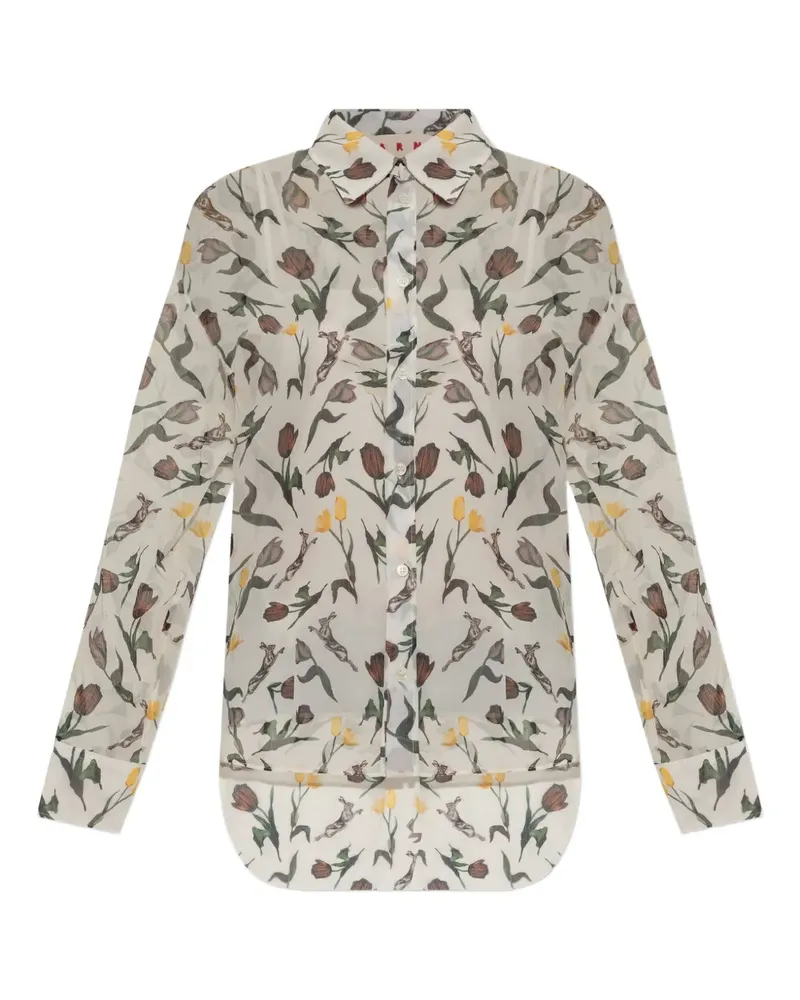 Marni Hemd mit Blumen-Print - Nude Nude