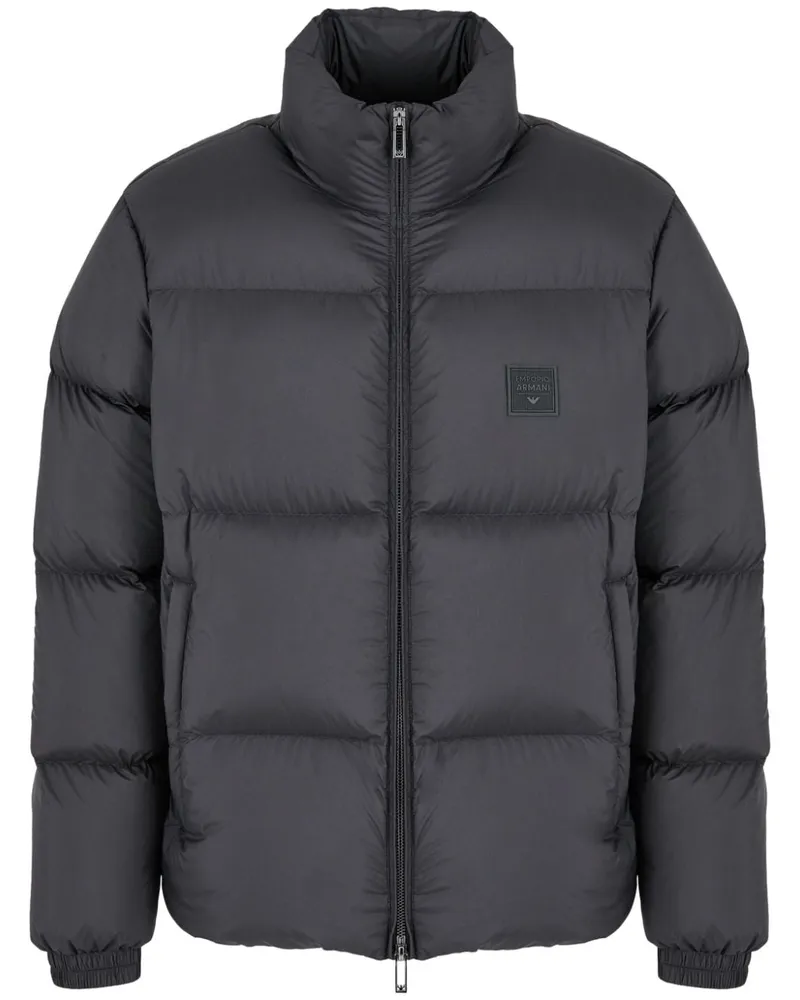 Emporio Armani Gefütterte Jacke mit Logo-Patch - Schwarz Schwarz