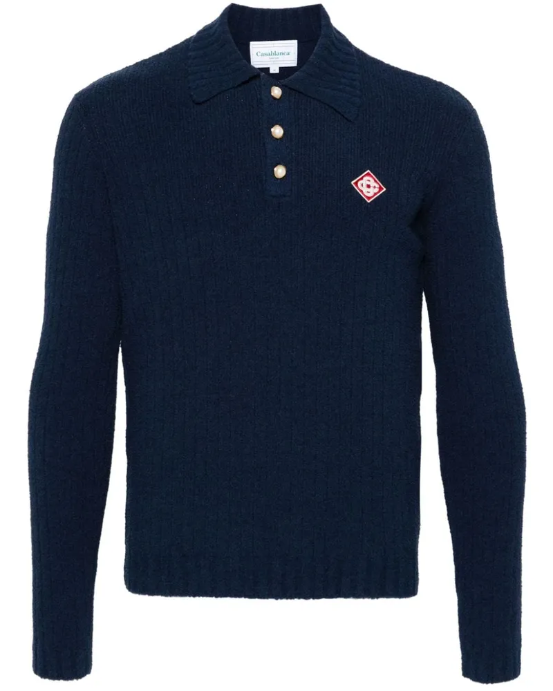 Casablanca Paris Poloshirt aus Bouclé - Blau Blau