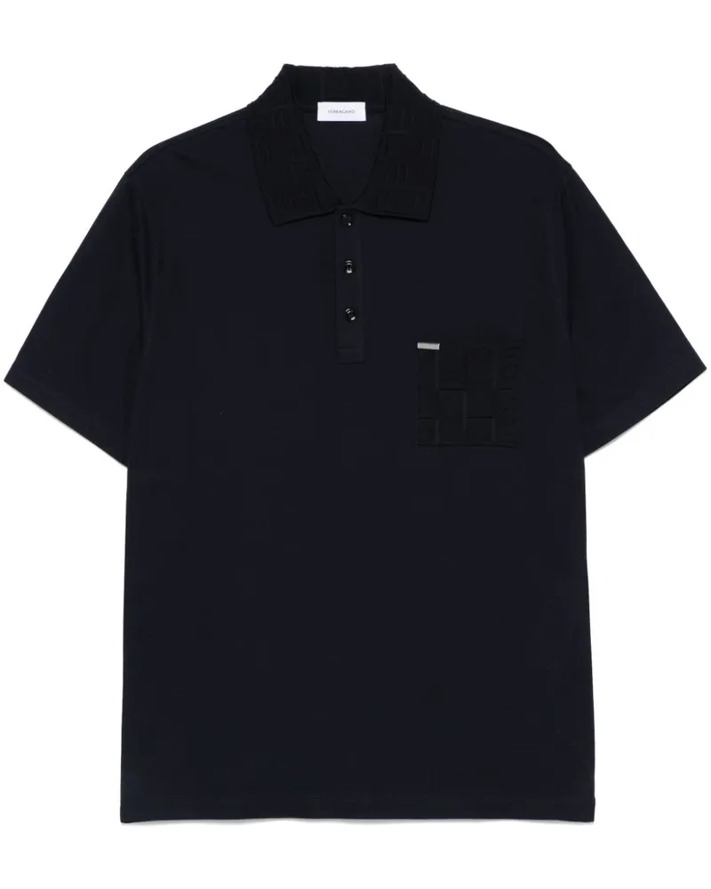 Ferragamo Poloshirt mit Jacquard-Tasche - Blau Blau