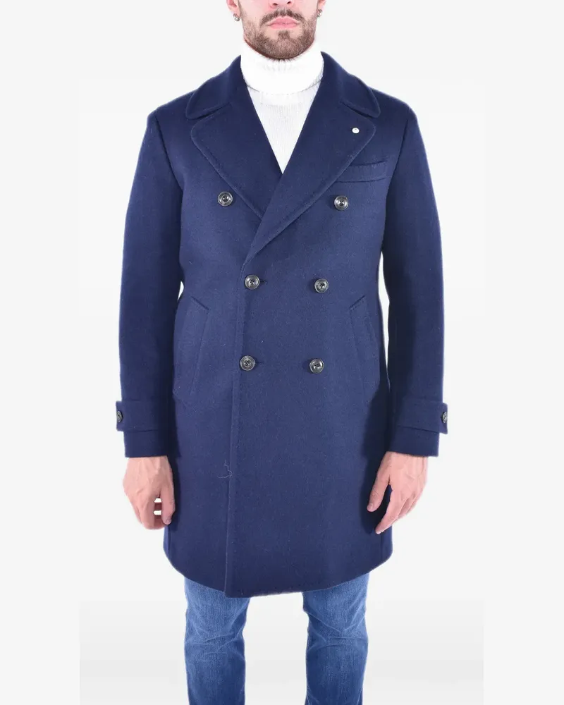 Luigi Bianchi Mantova Doppelreihiger Mantel - Blau Blau