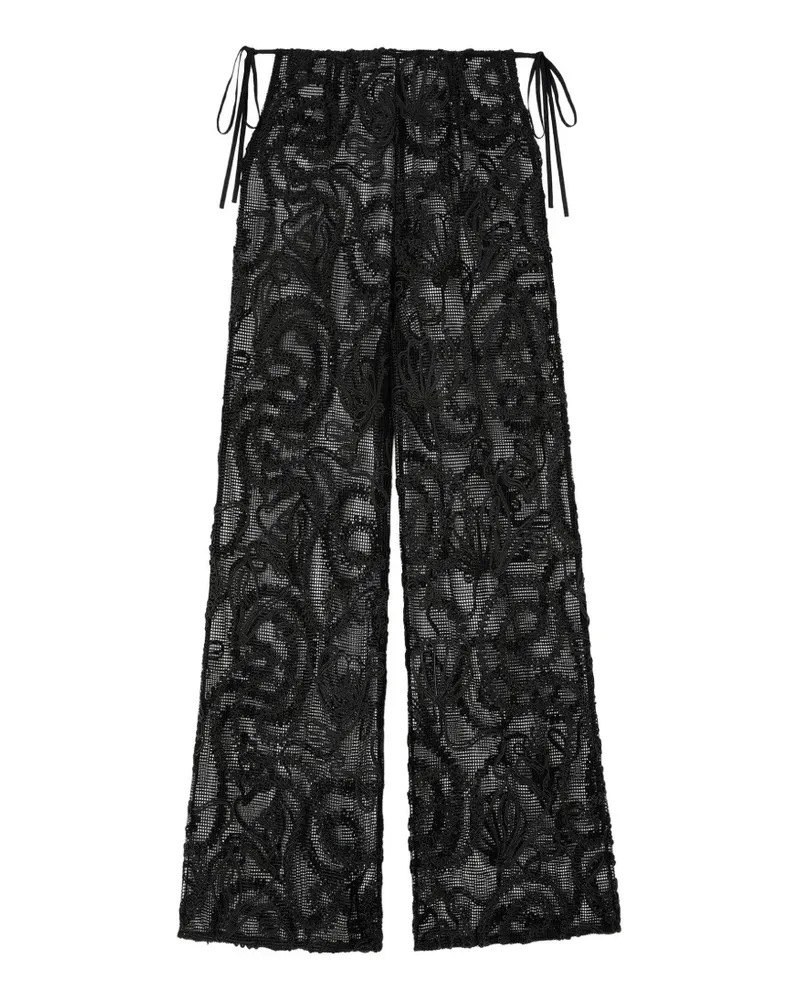 Ganni patterned net trousers - Schwarz Schwarz