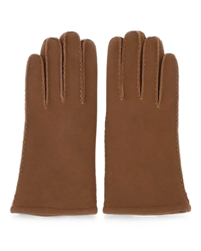 Gianni Chiarini stitch-detail suede gloves - Braun Braun