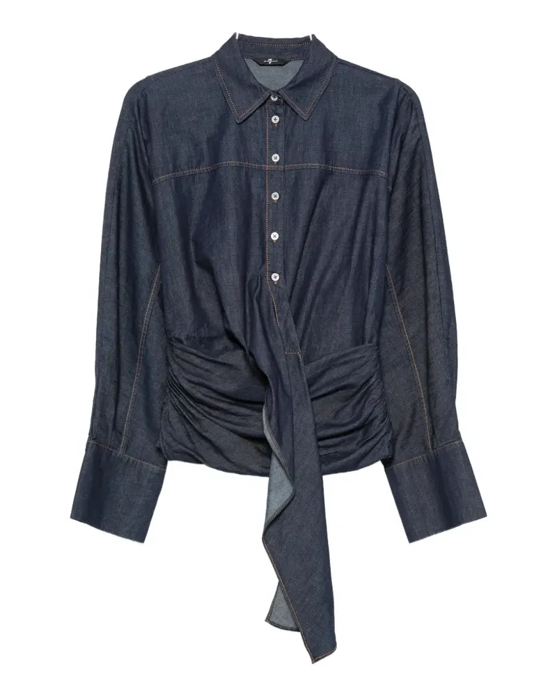 7 for all mankind tie-waist long-sleeve shirt - Blau Blau