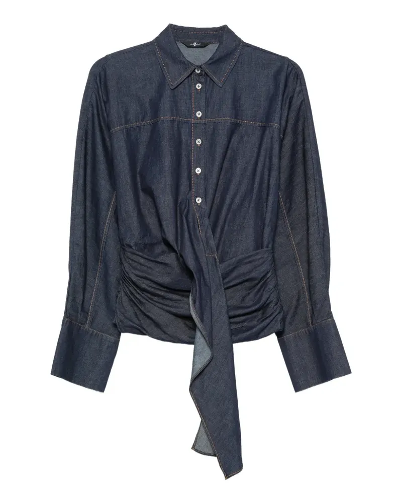 7 for all mankind tie-waist long-sleeve shirt - Blau Blau