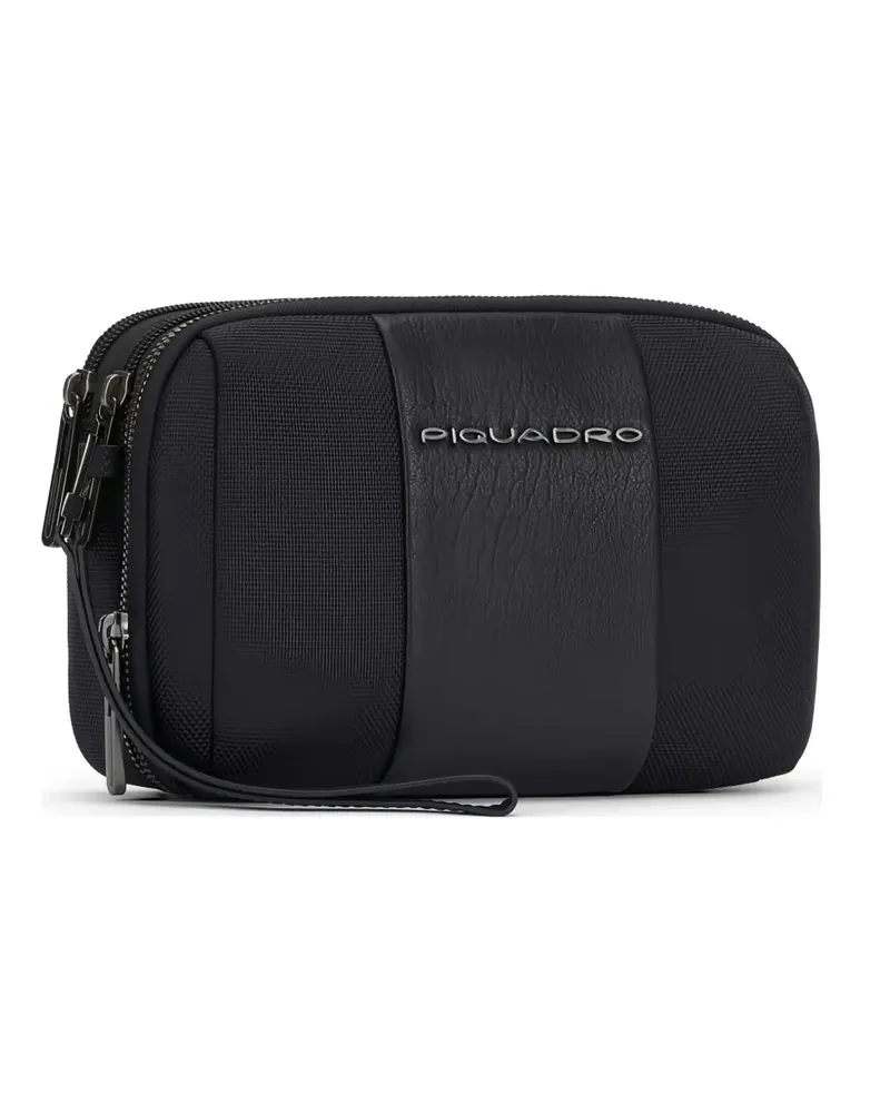 Piquadro logo-plaque clutch bag - Schwarz Schwarz
