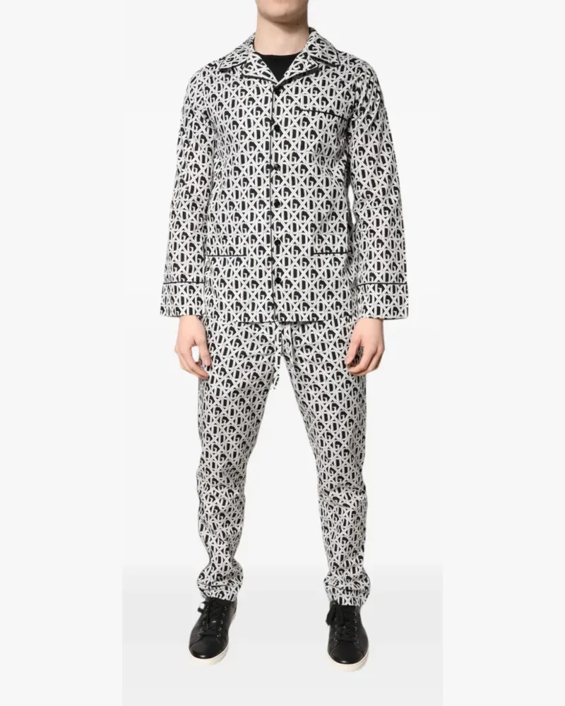 Dolce & Gabbana Pyjama mit Monogramm-Print - Schwarz Schwarz