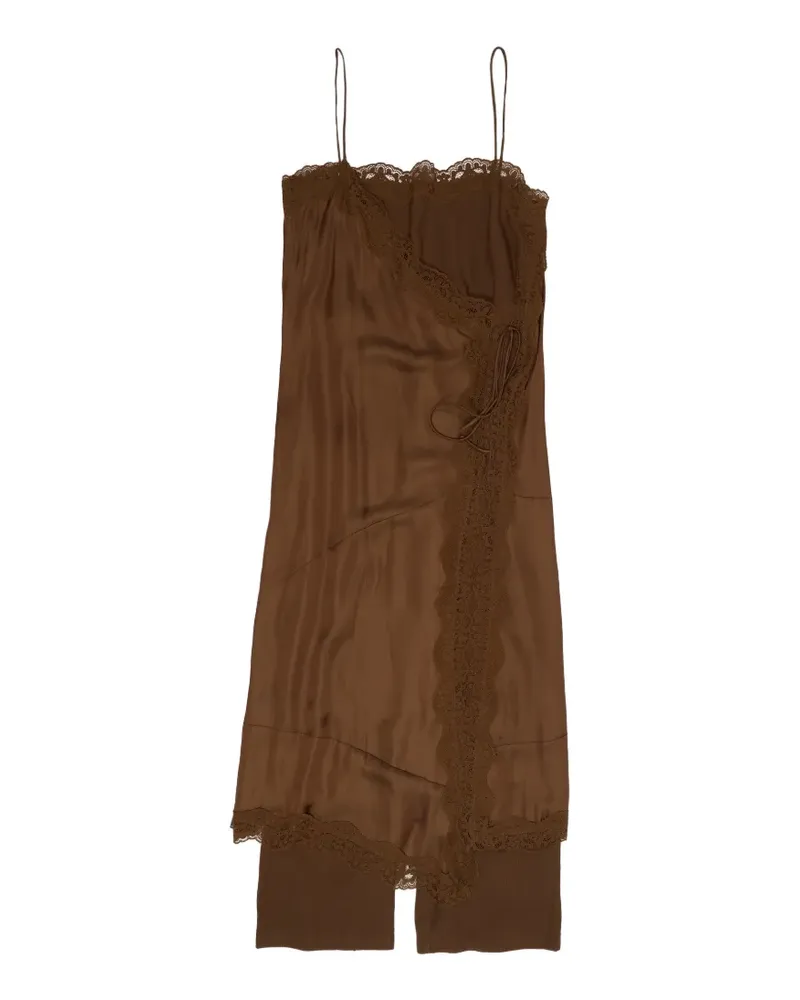 BIMBA Y LOLA Gewickeltes Hybrid-Maxikleid mit Spitzenbesatz - Braun Braun