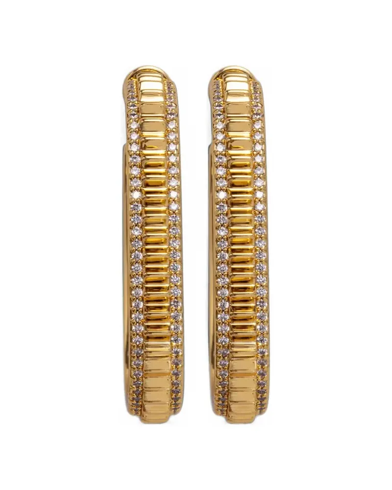 Michael Kors crystal-embellished ribbed hoop earrings - Gold Gold